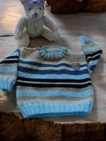 Boys' Knitted Round Neck Stripe Sweater – Hand-Knitted Striped Pullover  Product Description