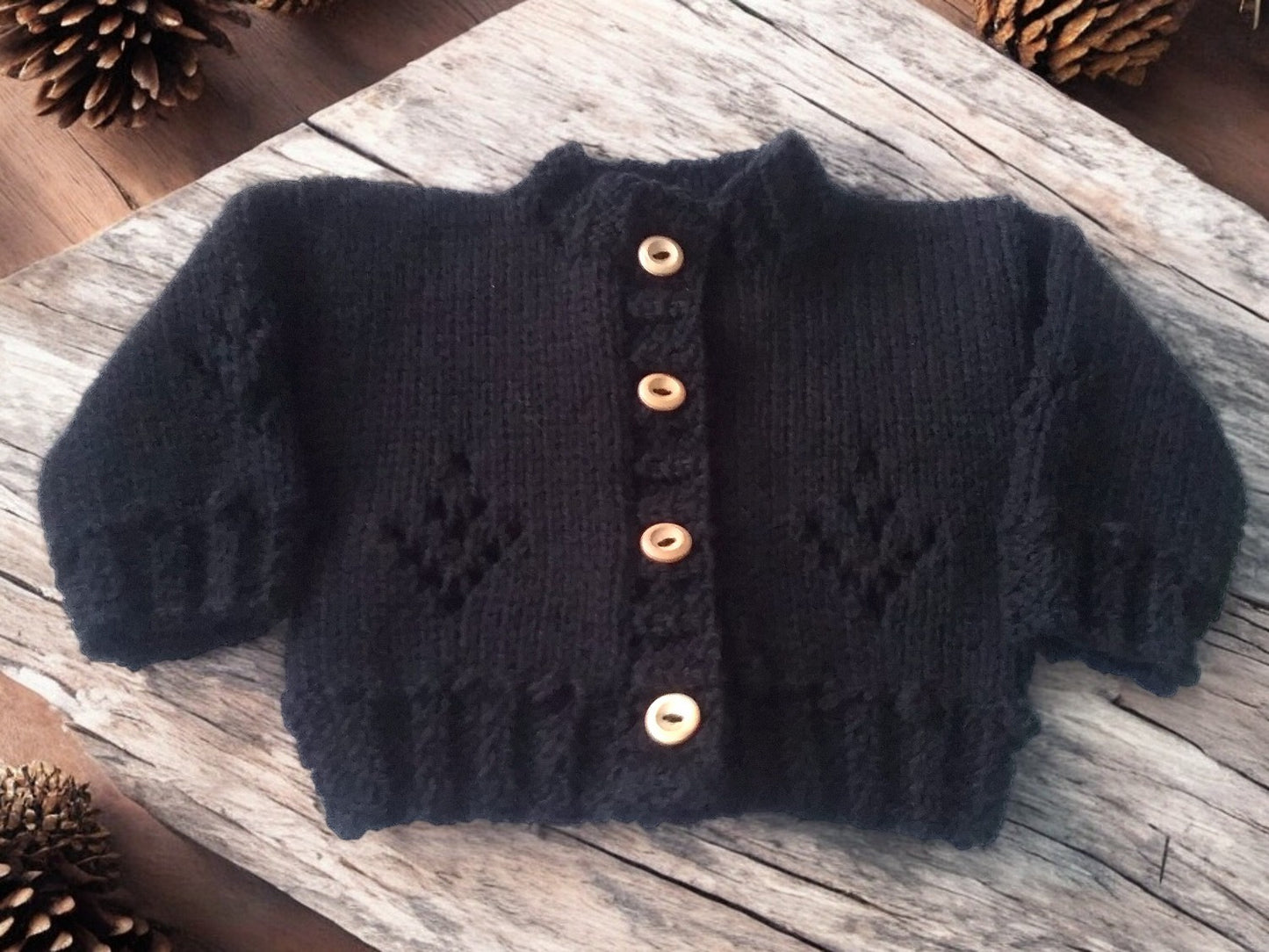 Delicate Knitted Cardigan for Baby Girl – Featuring Bobble & Lace