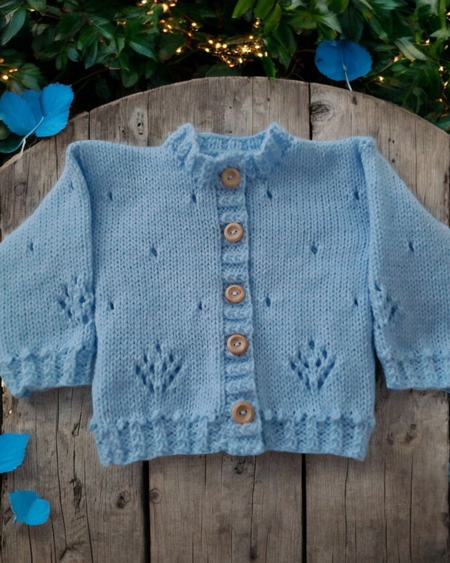 Delicate Knitted Cardigan for Baby Girl – Featuring Bobble & Lace