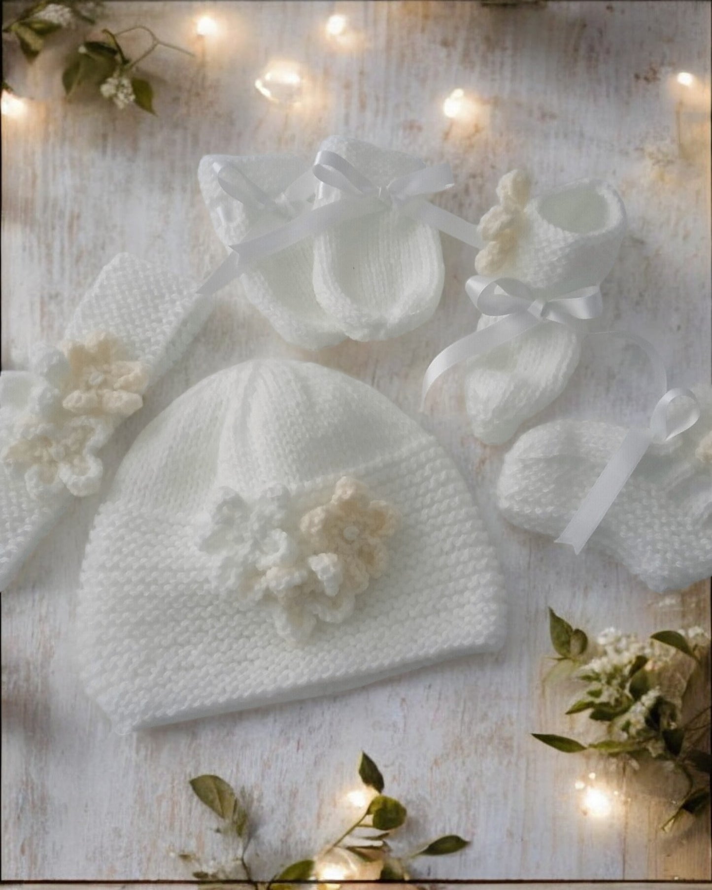 Hand Knitted Girls Cardigan with Yoke Design and Knitted Daisy Trim