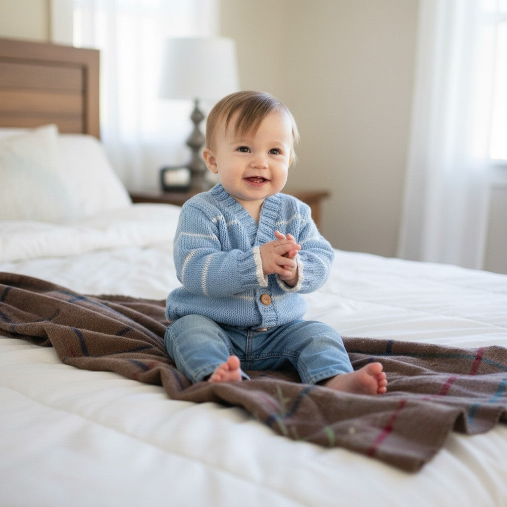 Knitted Boys Cardigan V-Neck stripy Design