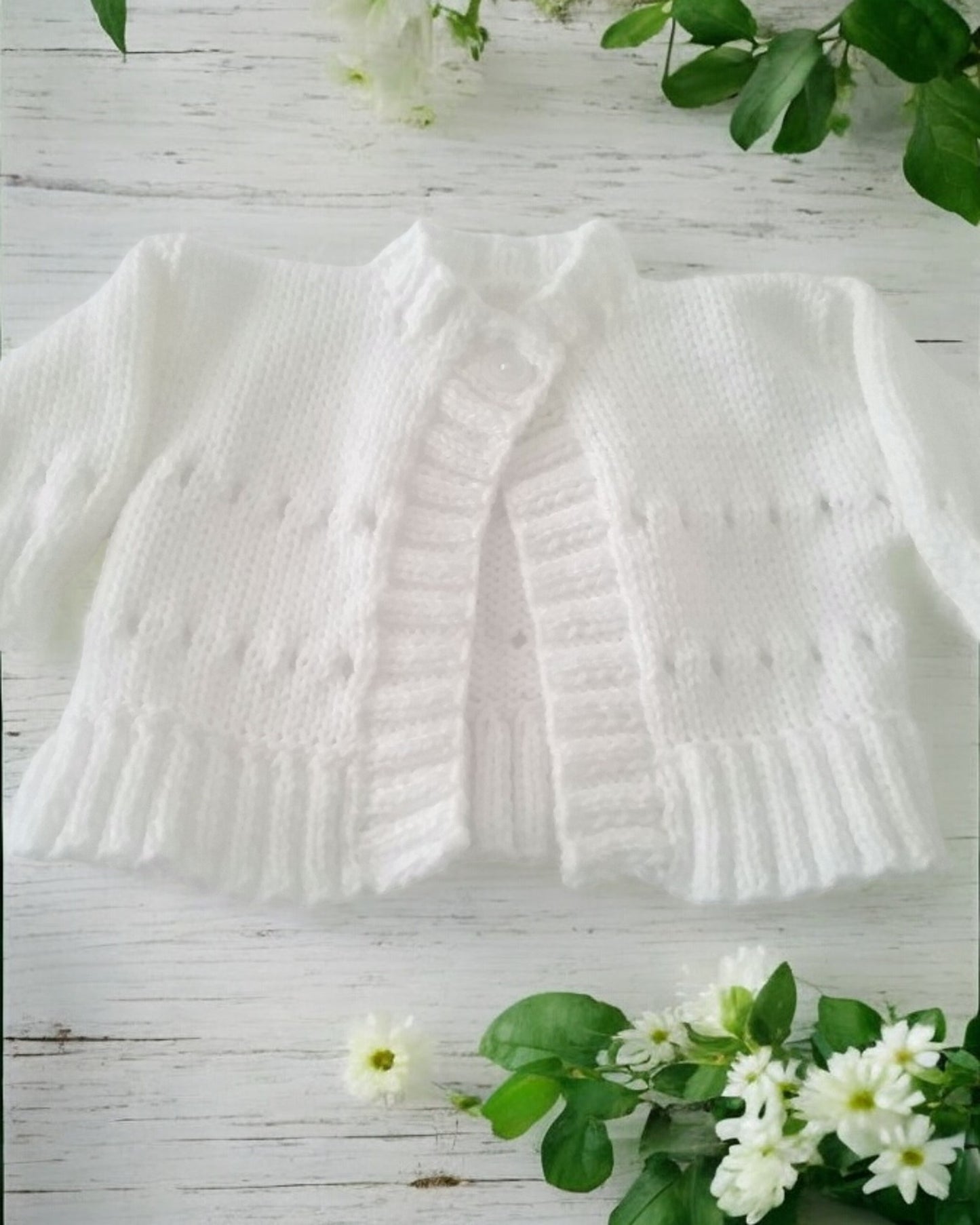 Adorable Knitted Baby Cardigan with embellishments  - Perfect for Little Ones!
