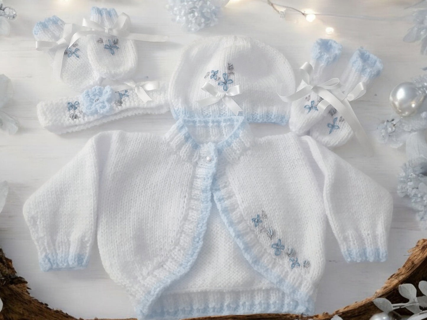 Knitted Girls Bolero-Style Cardigan with Stunning Hand-Stitched Embroidery