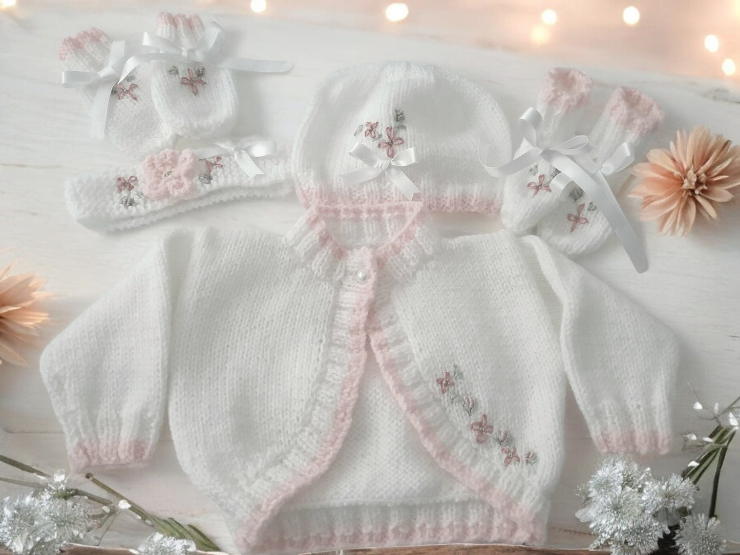 Knitted Girls Bolero-Style Cardigan with Stunning Hand-Stitched Embroidery