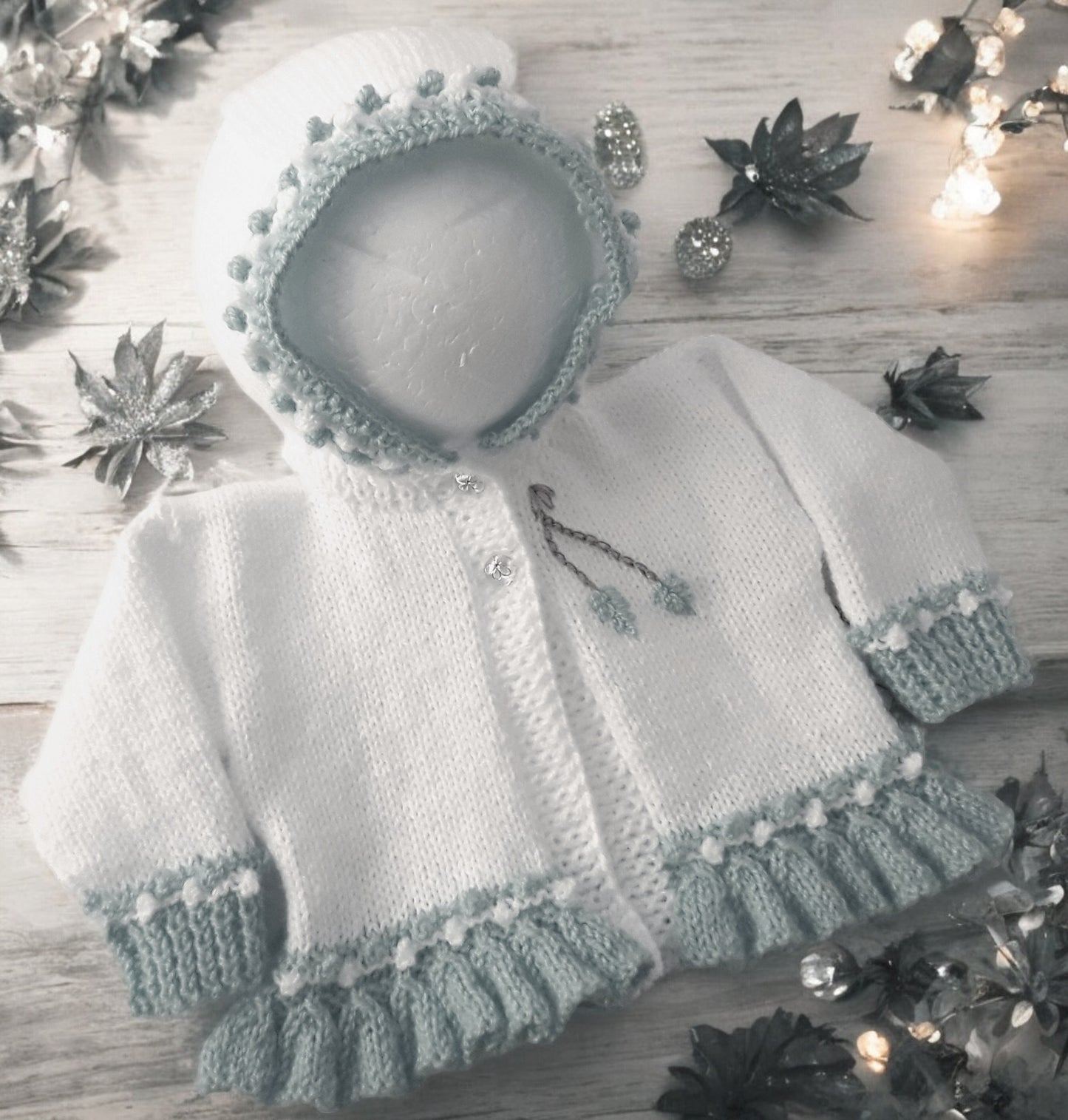 Pretty Baby Girl Hoodie – Frilly Knit Design with Flower Embroidery