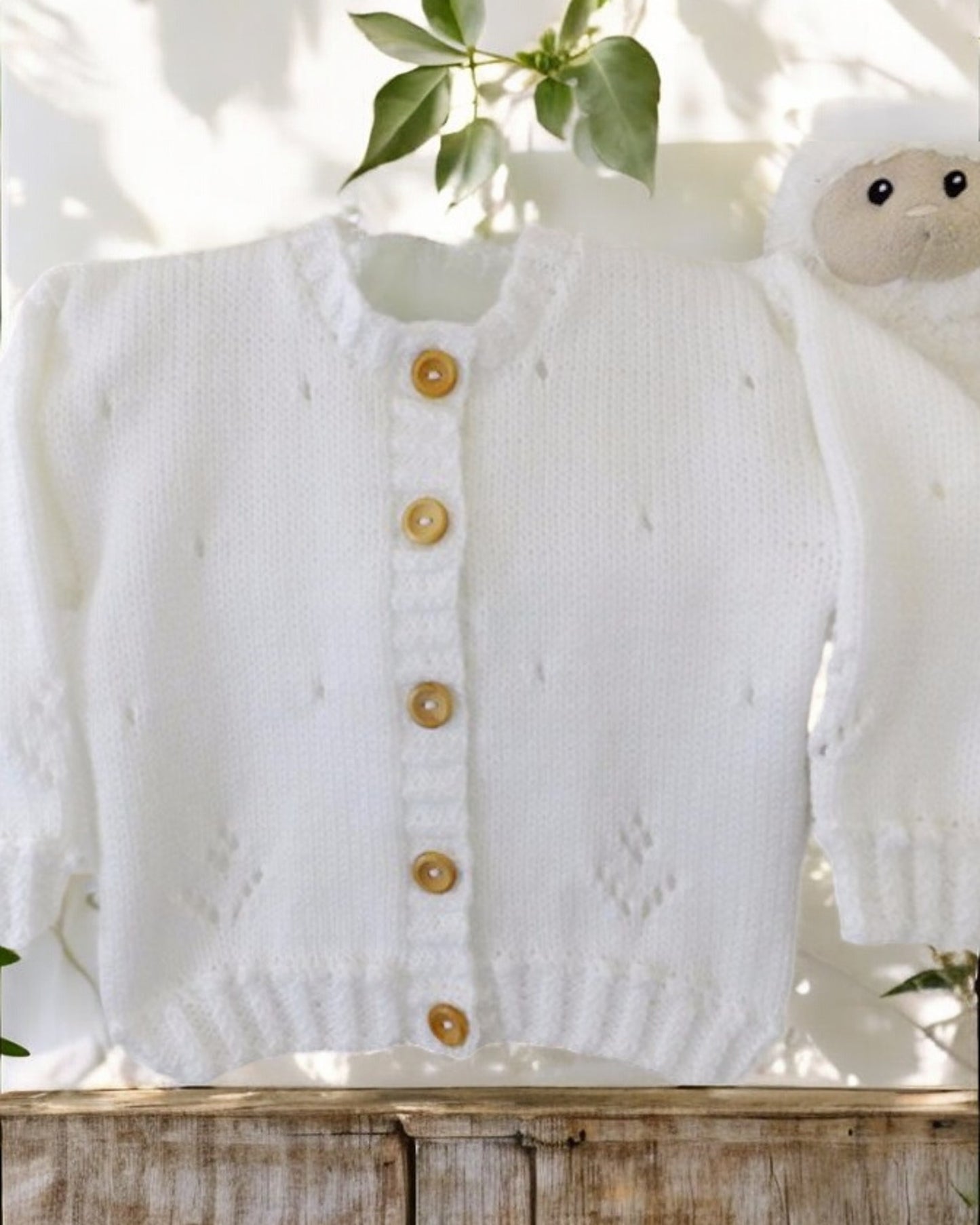 Delicate Knitted Cardigan for Baby Girl – Featuring Bobble & Lace