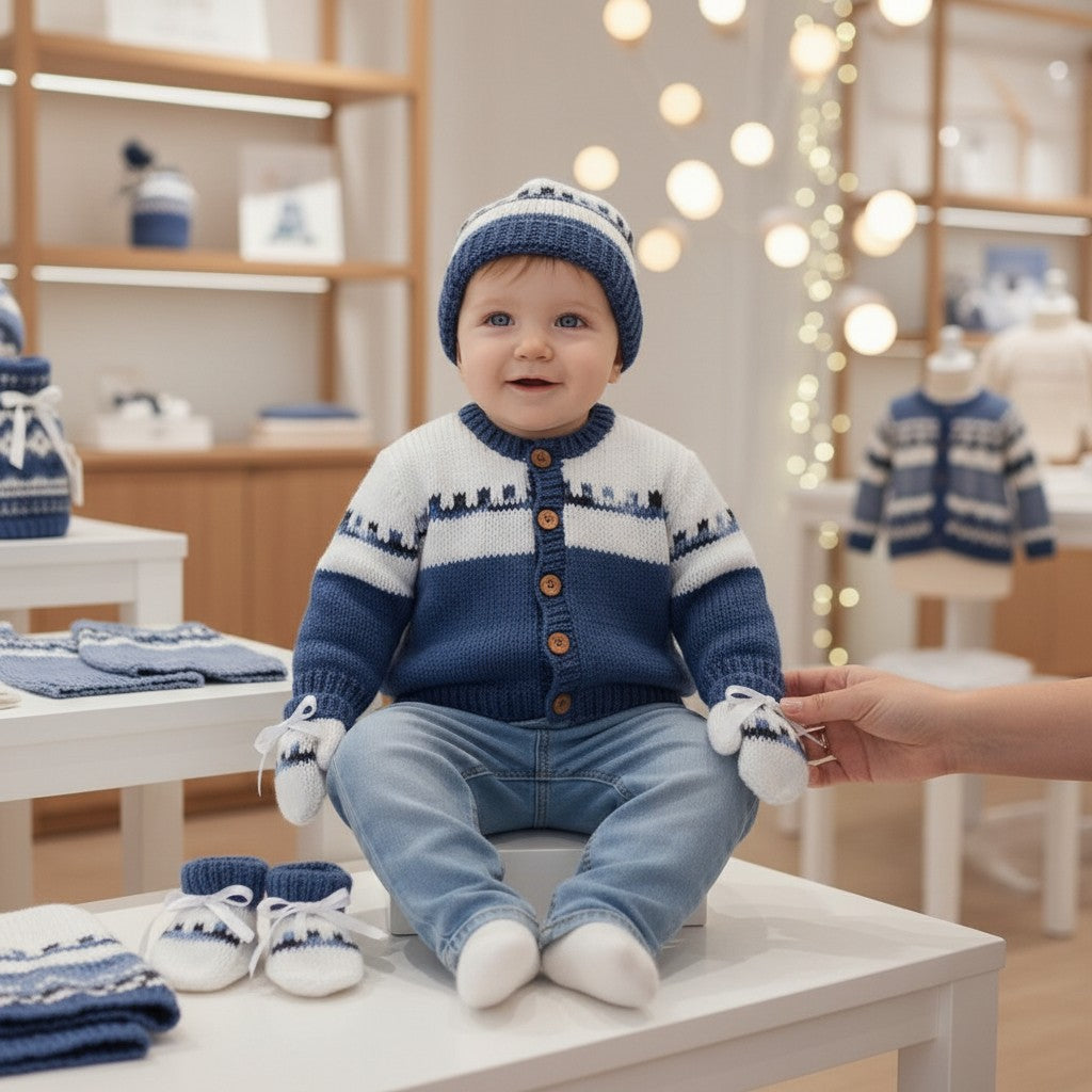 hand knitted boys fairisle design outfit 