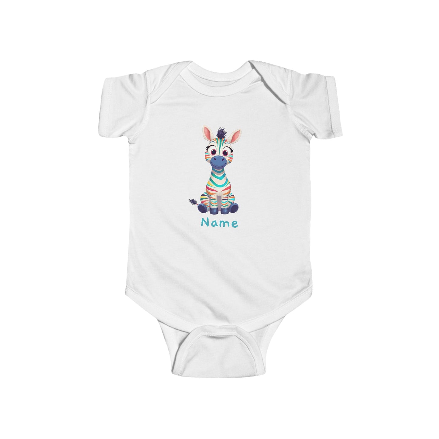 Colorful Baby Zebra Bodysuit, Infant Onesie with Cute Zebra Illustration
