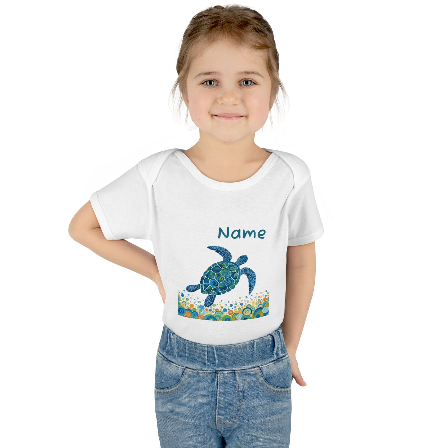 Blue Sea Turtle Onesie | Personalized Infant Bodysuit
