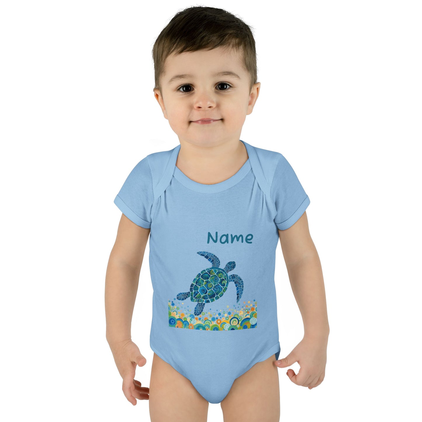 Blue Sea Turtle Onesie | Personalized Infant Bodysuit