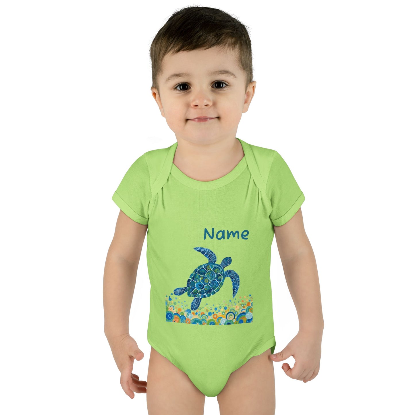 Blue Sea Turtle Onesie | Personalized Infant Bodysuit