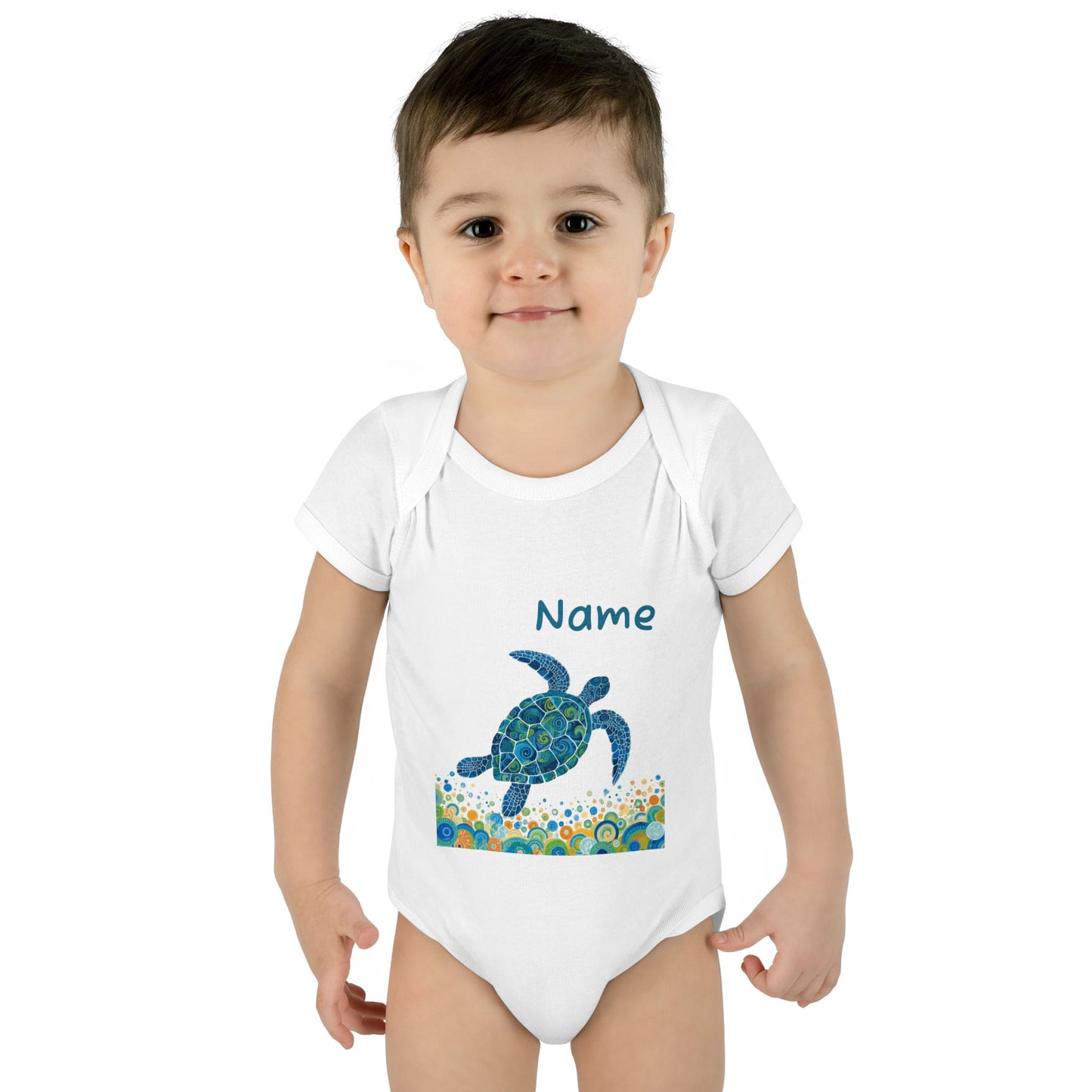 Blue Sea Turtle Onesie | Personalized Infant Bodysuit