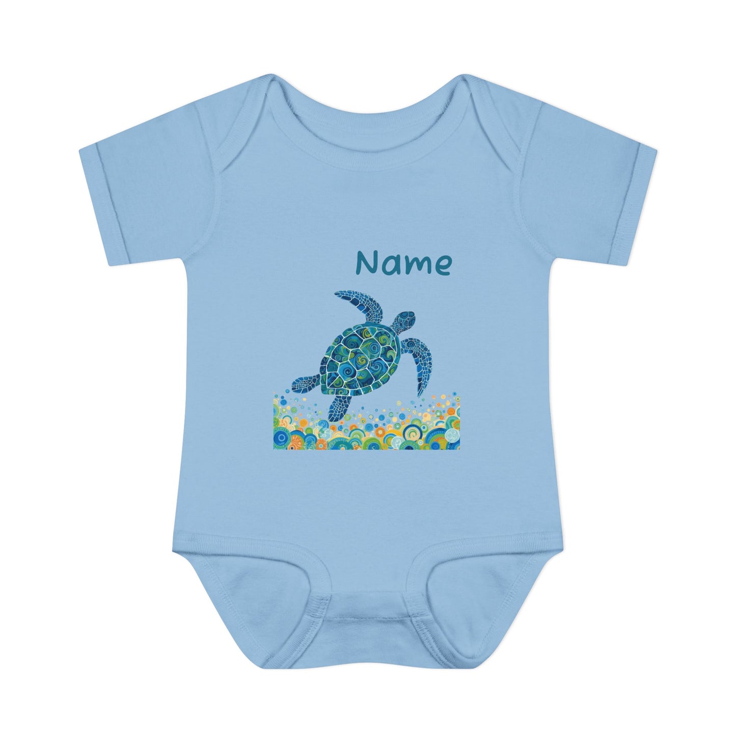Blue Sea Turtle Onesie | Personalized Infant Bodysuit