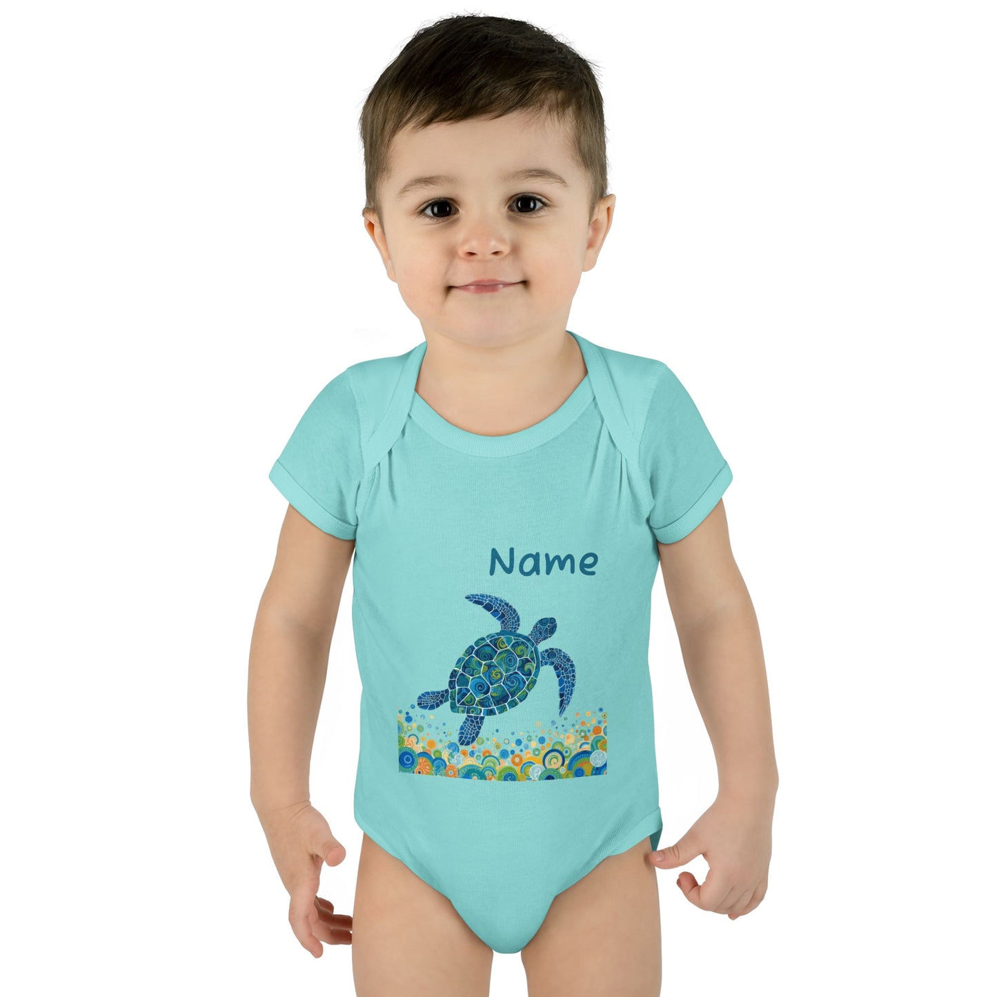 Blue Sea Turtle Onesie | Personalized Infant Bodysuit