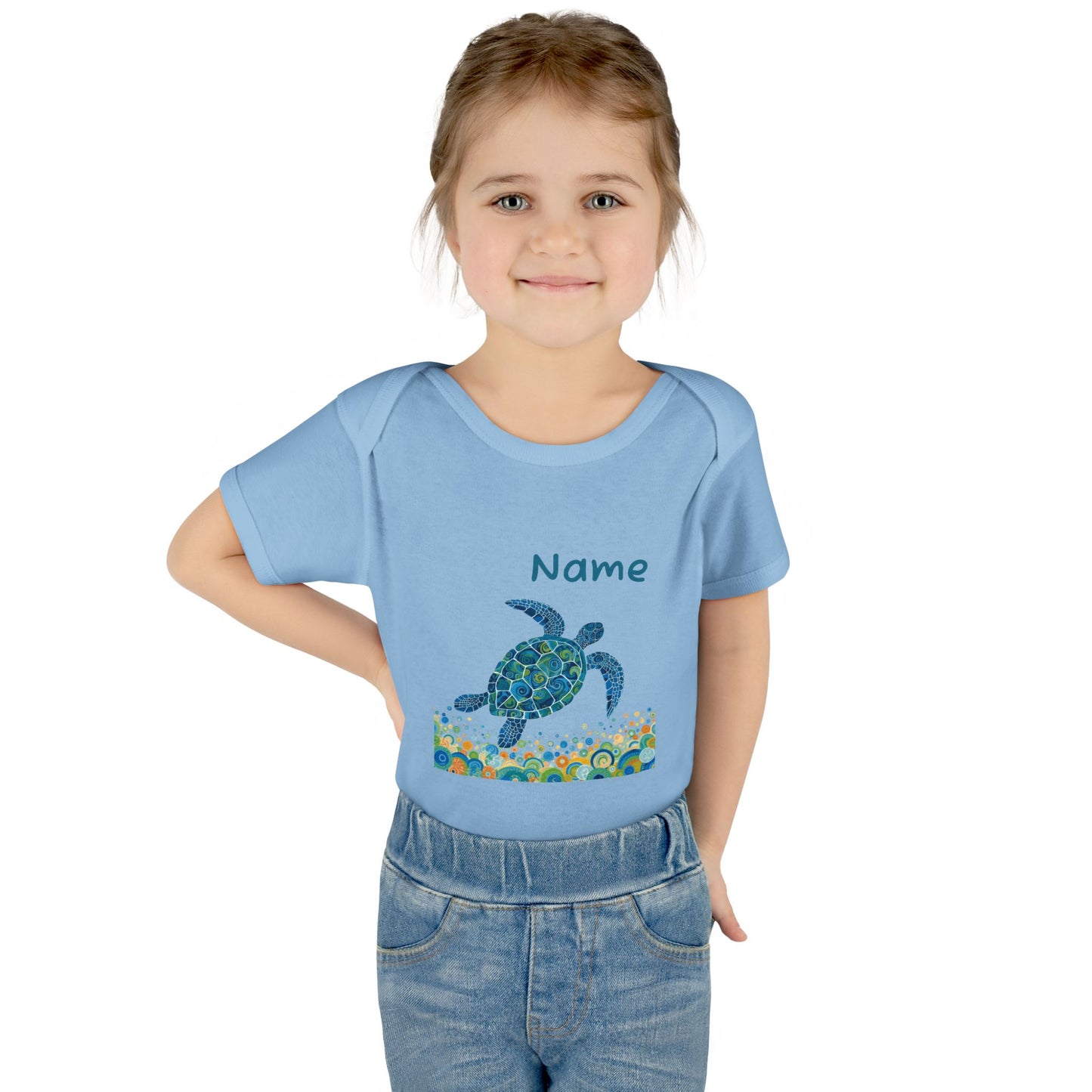 Blue Sea Turtle Onesie | Personalized Infant Bodysuit