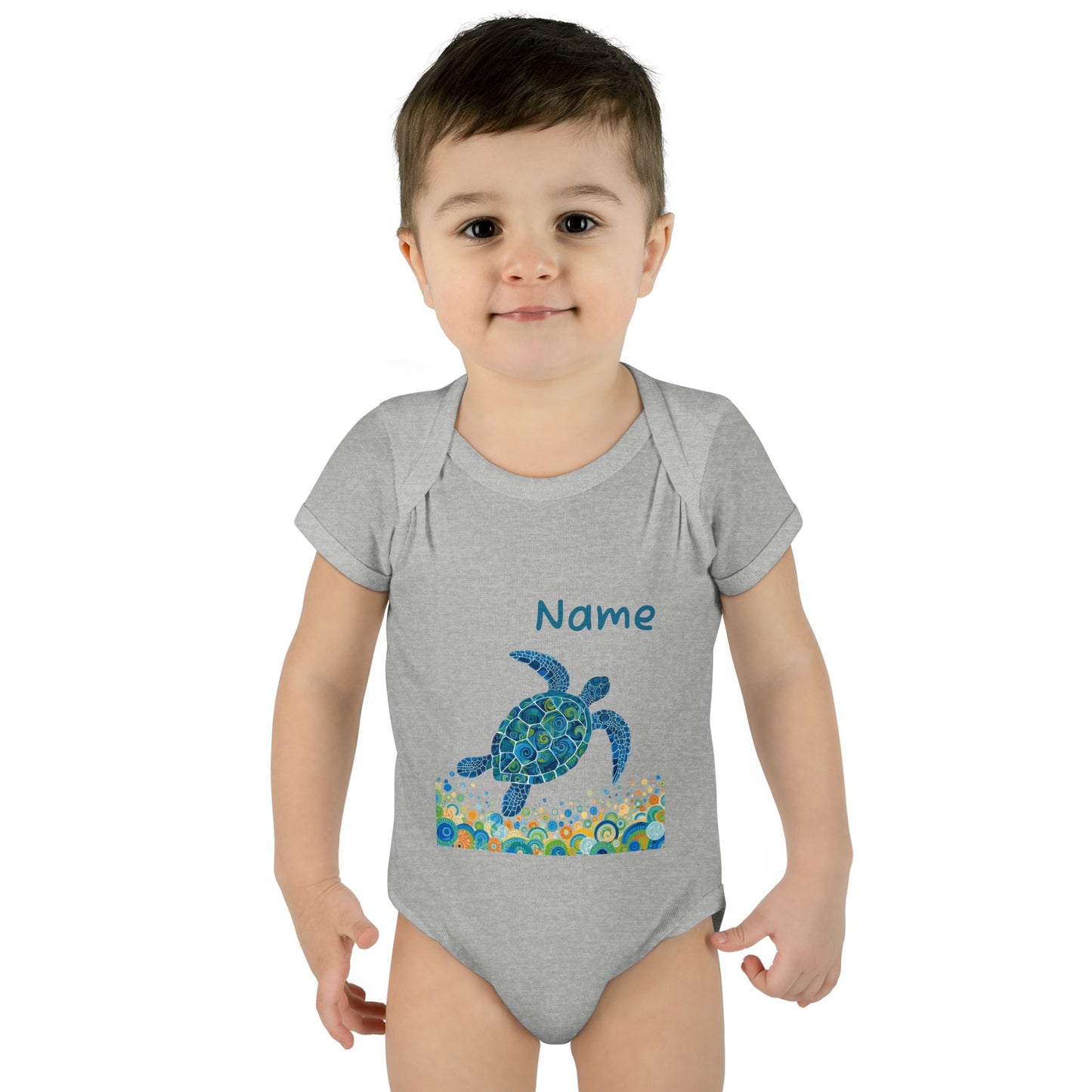 Blue Sea Turtle Onesie | Personalized Infant Bodysuit