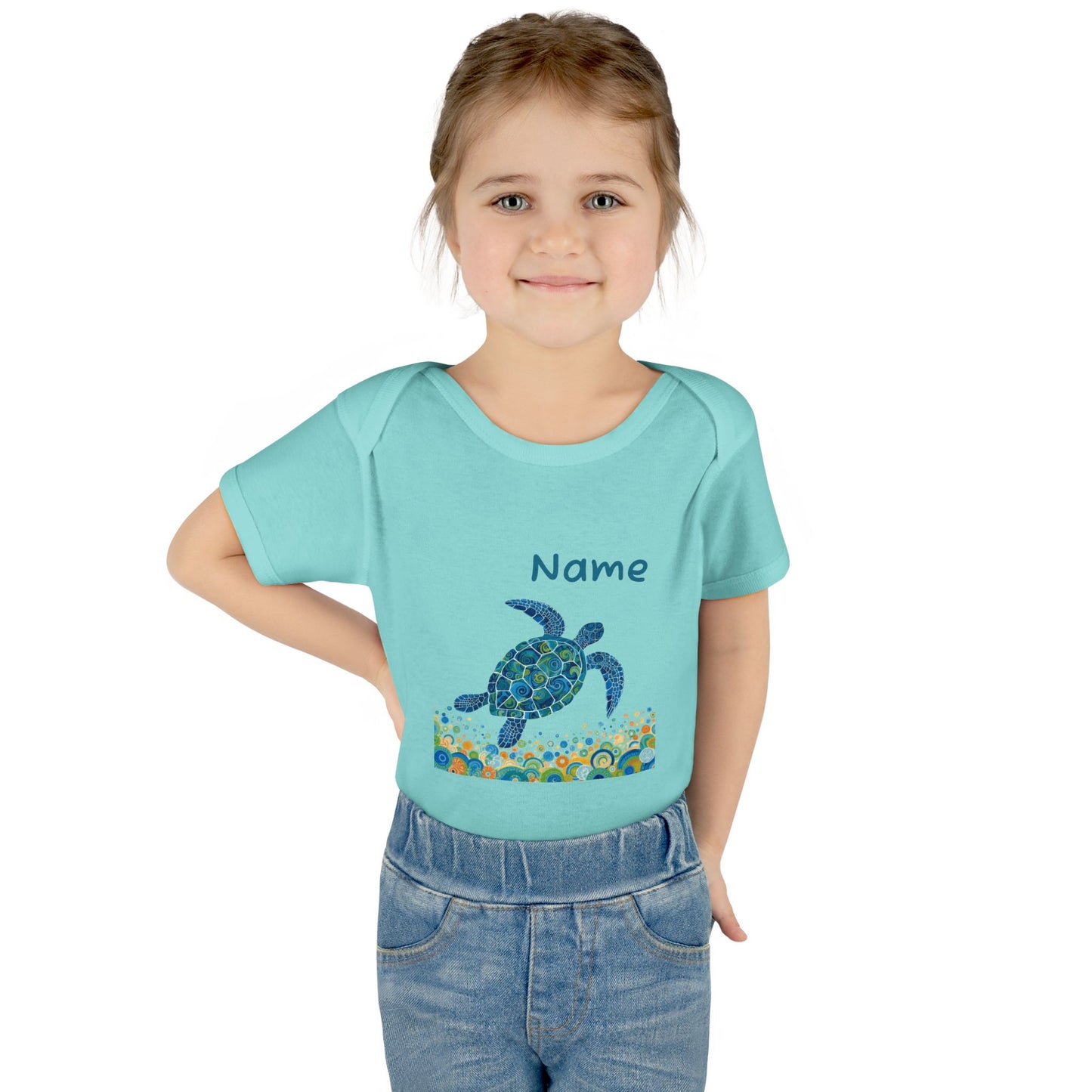 Blue Sea Turtle Onesie | Personalized Infant Bodysuit