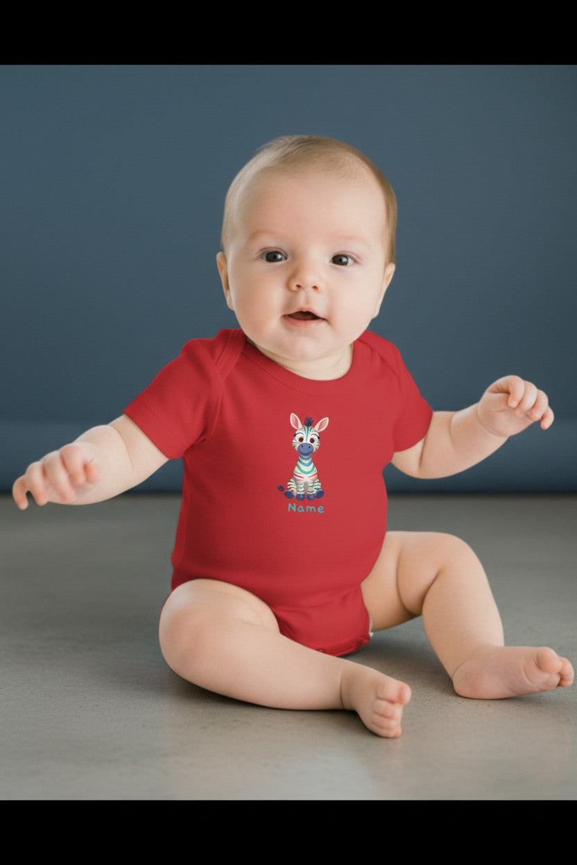 Colorful Baby Zebra Bodysuit, Infant Onesie with Cute Zebra Illustration