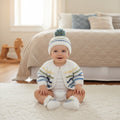 Beautiful handmade gender neutral baby outfit with cardigan, hat and boots. Perfect newborn gift or baby shower present. Sizes Premature to 2 Years.