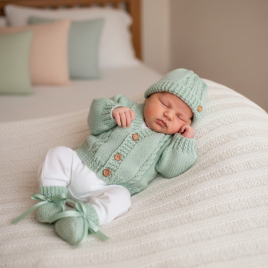 Hand knitted  Baby Cardigan with cable design