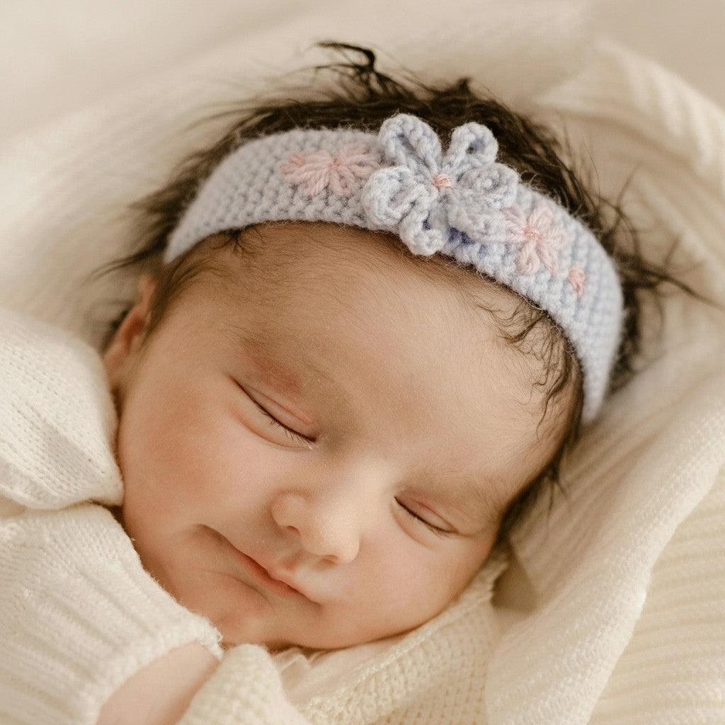 Hand Knitted Baby Girl Outfit with Matching Headband & Booties |  Baby Shower Gift
