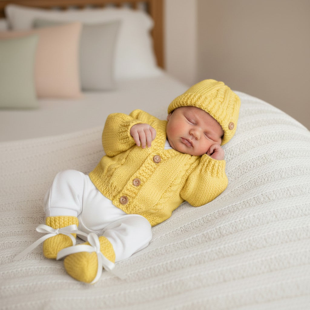 Hand knitted  Baby Cardigan with cable design