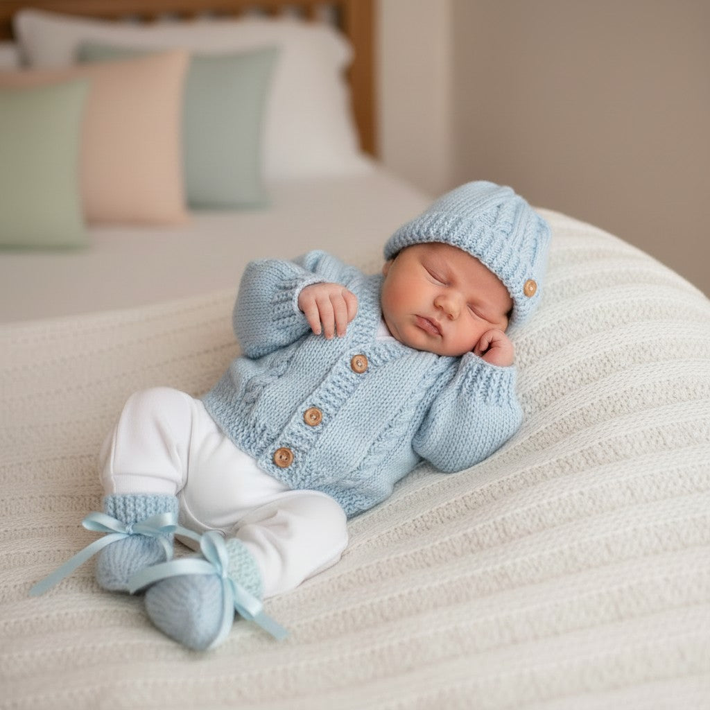 Hand knitted  Baby Cardigan with cable design