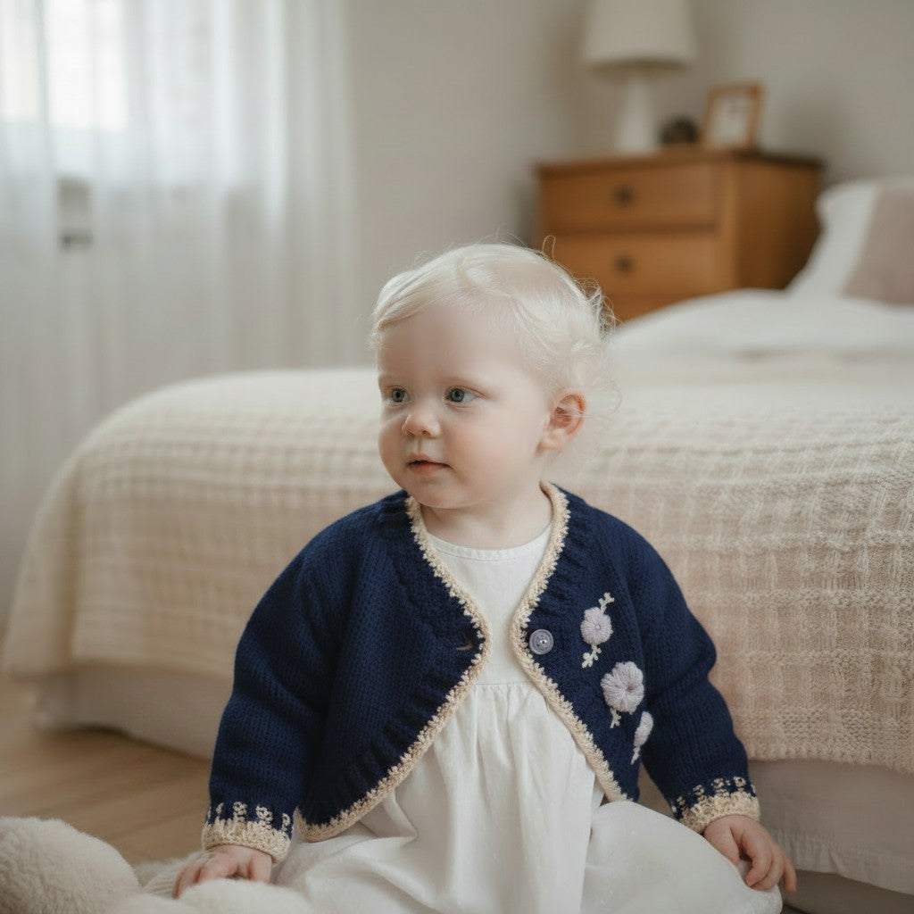 pastel coloured Girls Bolero-Style Cardigan with Stunning Hand-Stitched Embroidery