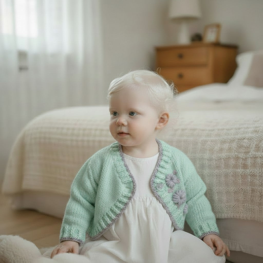 pastel coloured Girls Bolero-Style Cardigan with Stunning Hand-Stitched Embroidery