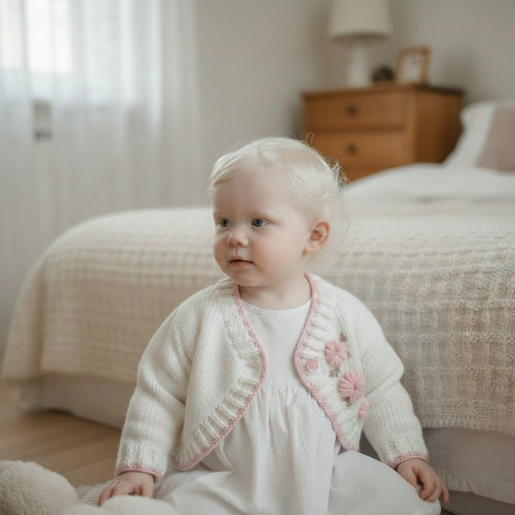 pastel coloured Girls Bolero-Style Cardigan with Stunning Hand-Stitched Embroidery