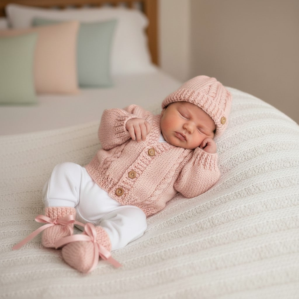 Hand knitted  Baby Cardigan with cable design