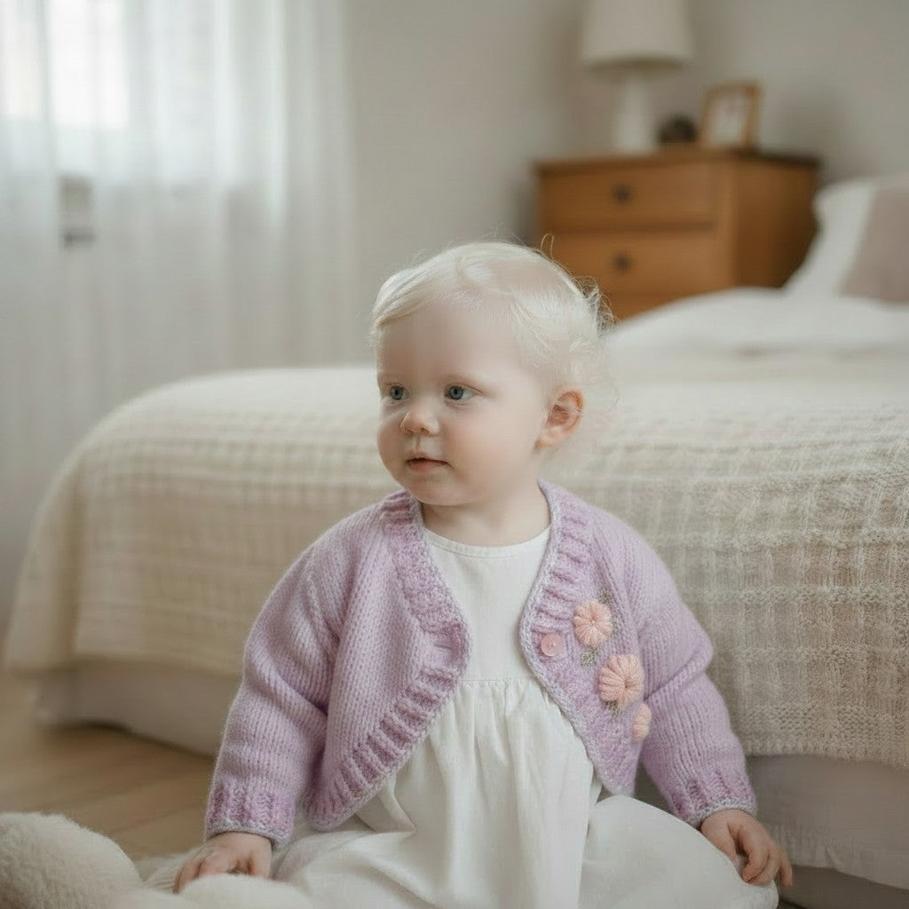 pastel coloured Girls Bolero-Style Cardigan with Stunning Hand-Stitched Embroidery