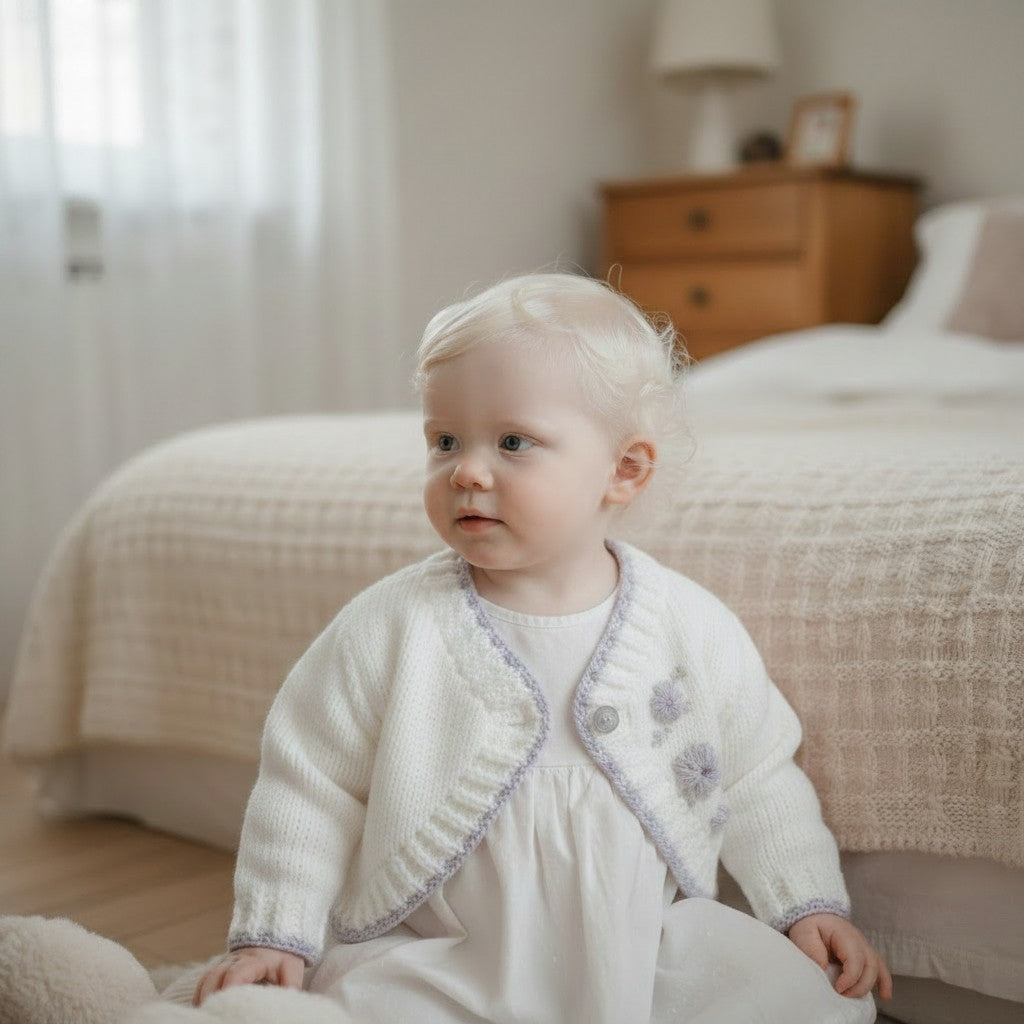 pastel coloured Girls Bolero-Style Cardigan with Stunning Hand-Stitched Embroidery