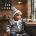 Boys' Knitted Ombre Cardigan Set – Hand-Knitted Cardigan, Hat, & Boots