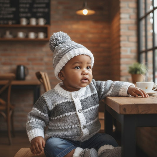 Boys' Knitted Ombre Cardigan Set – Hand-Knitted Cardigan, Hat, & Boots