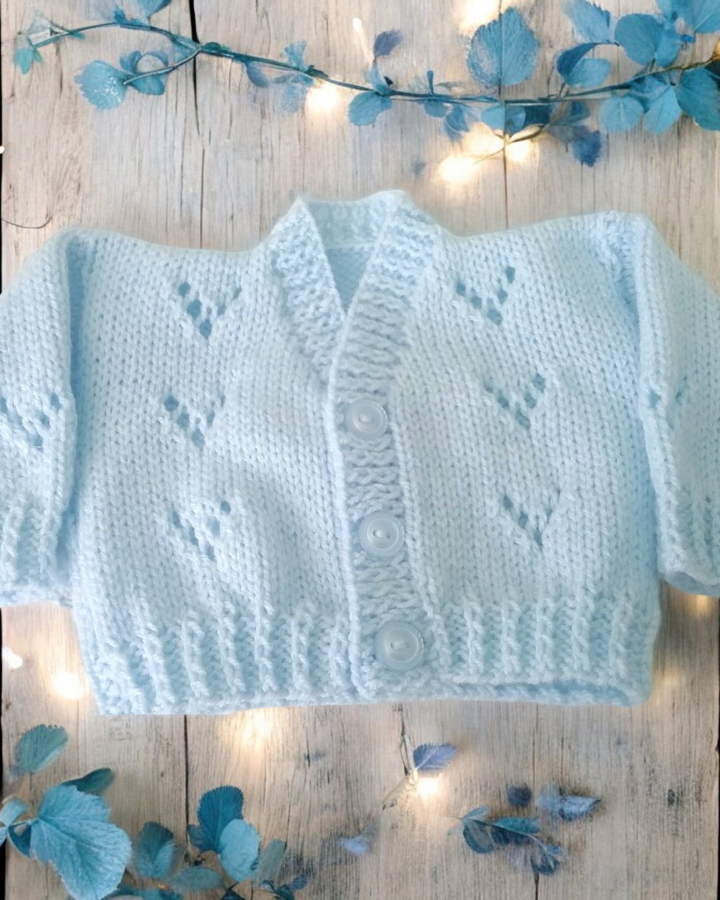 Adorable Knitted Baby Cardigan with traditional design and V neck - Perfect for Little Ones!