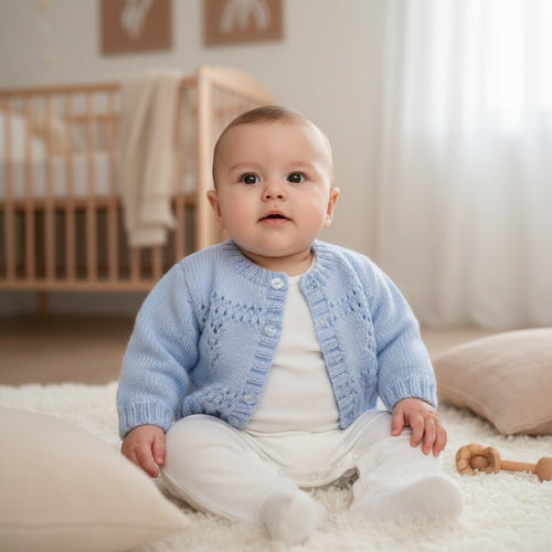 Adorable Knitted Baby Cardigan with Fun Design - Perfect for Little Ones!