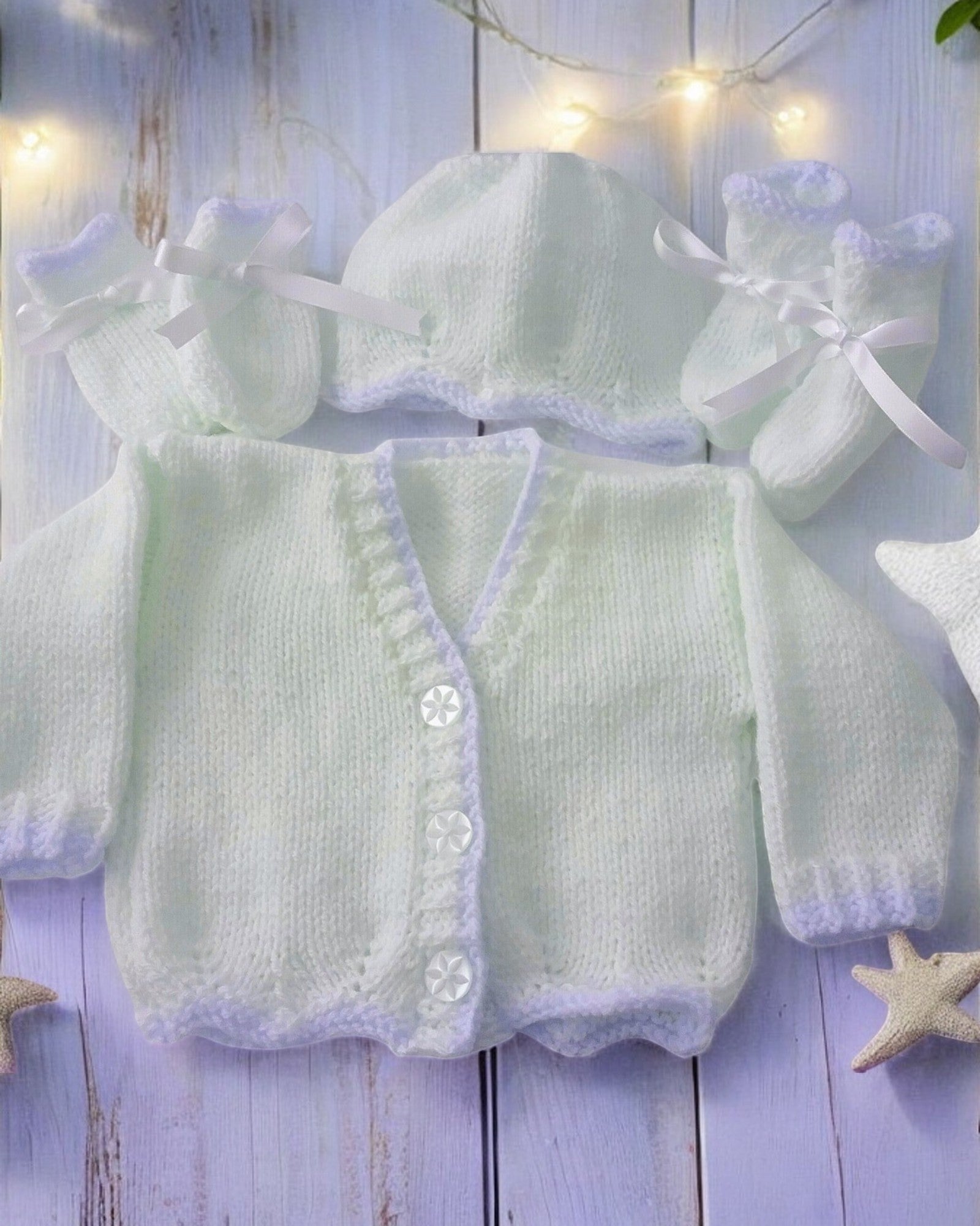 gemknits4kids hand knitted baby cardigan with scalloped hem