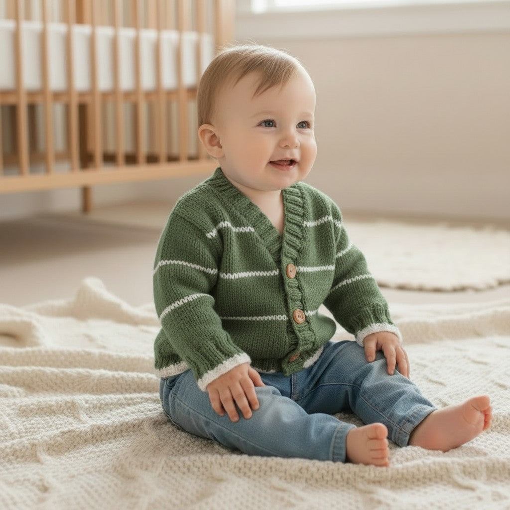 Knitted Boys Cardigan V-Neck stripy Design