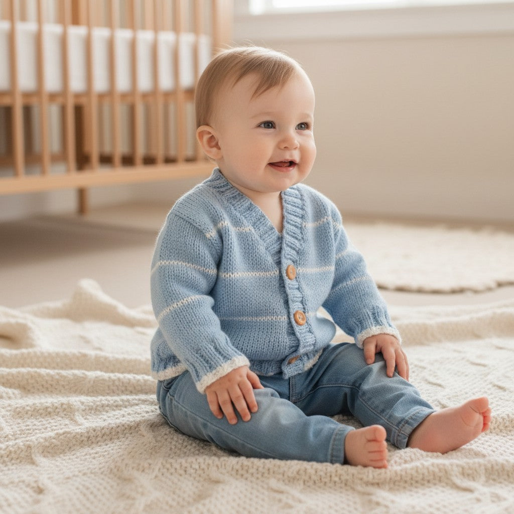 Knitted Boys Cardigan V-Neck stripy Design