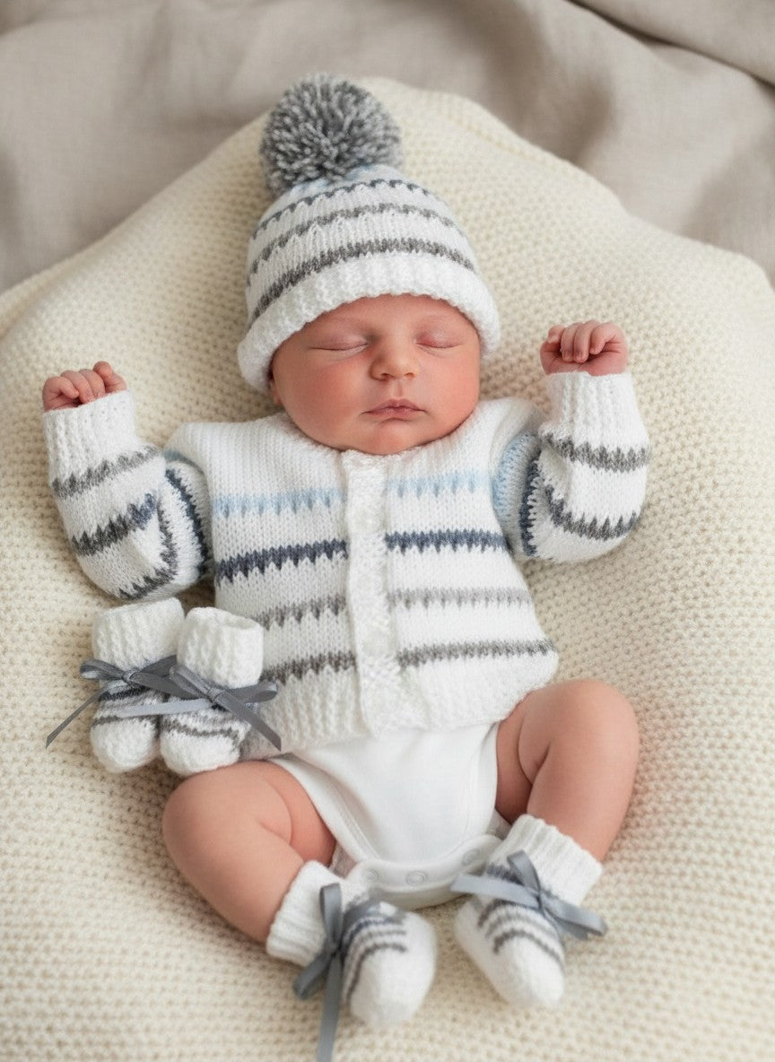 Gender Neutral Hand Knitted Baby Outfit | Cardigan Set