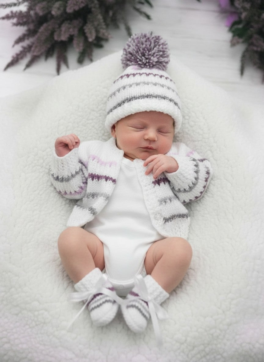 Gender Neutral Hand Knitted Baby Outfit | Cardigan Set