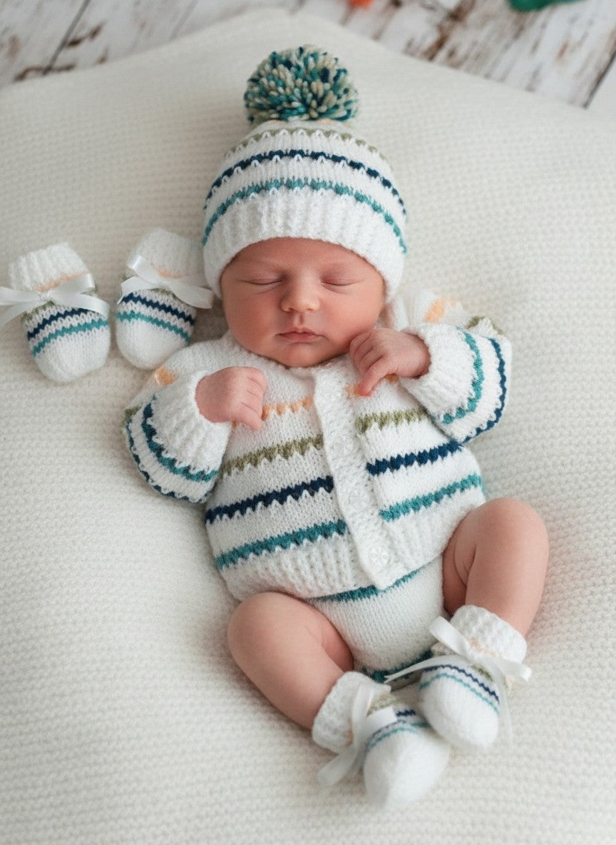 Gender Neutral Hand Knitted Baby Outfit | Cardigan Set