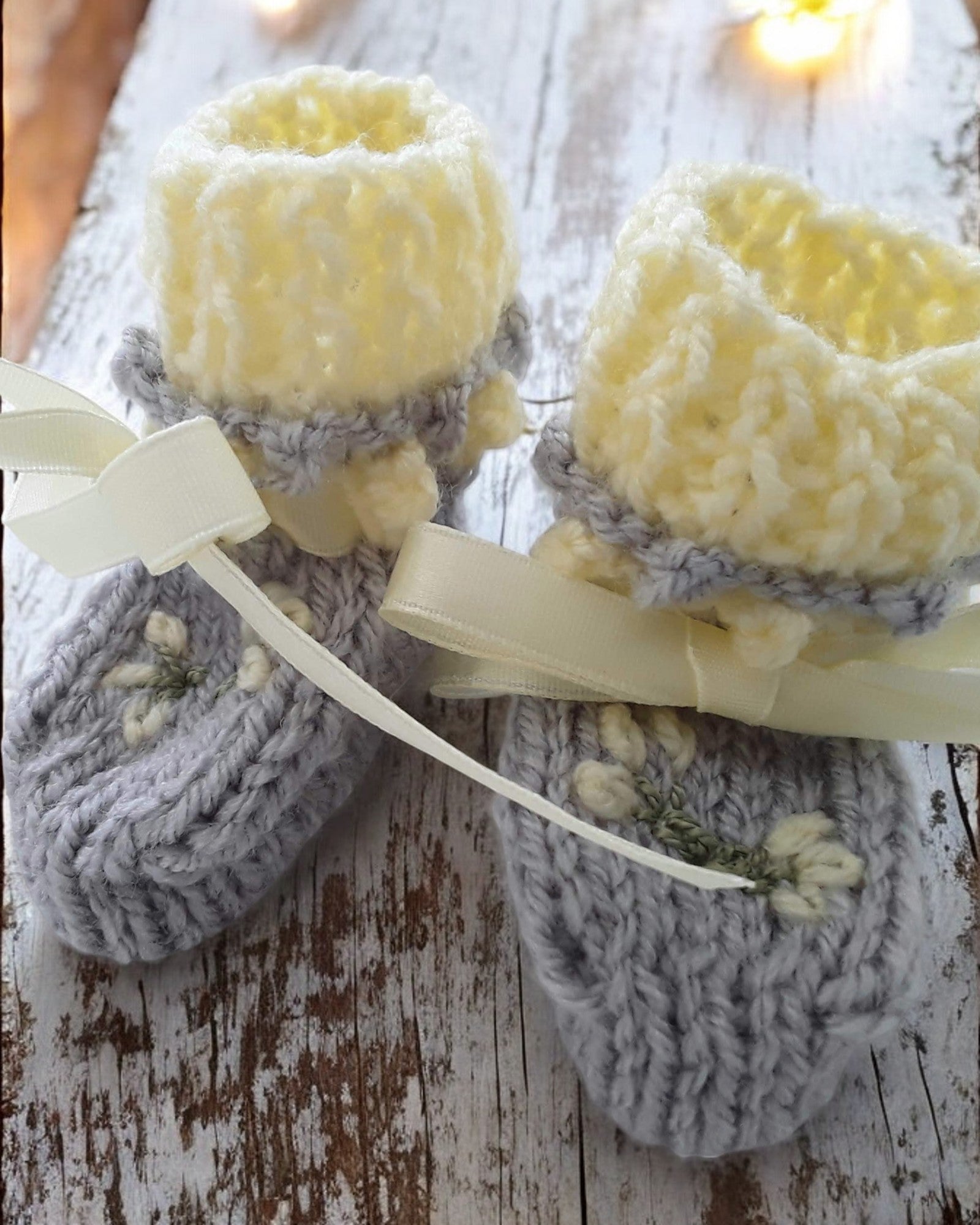 Elegant Frilly Knit Baby Girl Hoodie with Delicate Dandelion Embroidery, silver with your choice of trim colour