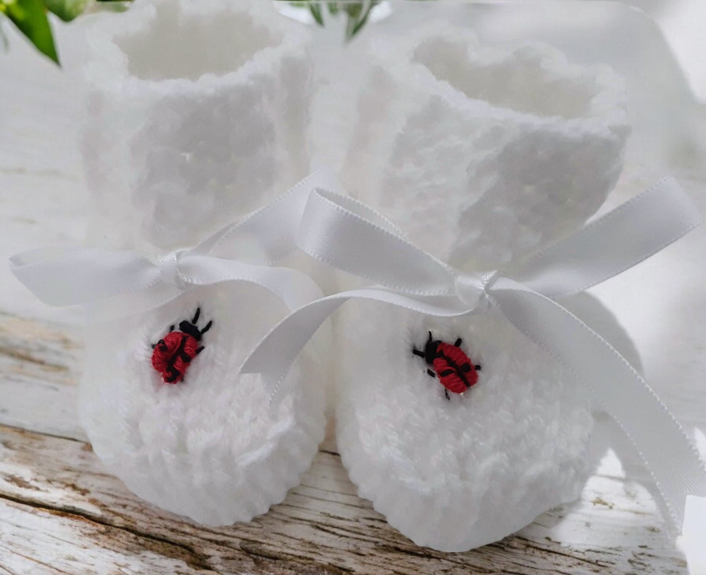 White baby cardigan with bumble bee- ladybird - caterpillar design