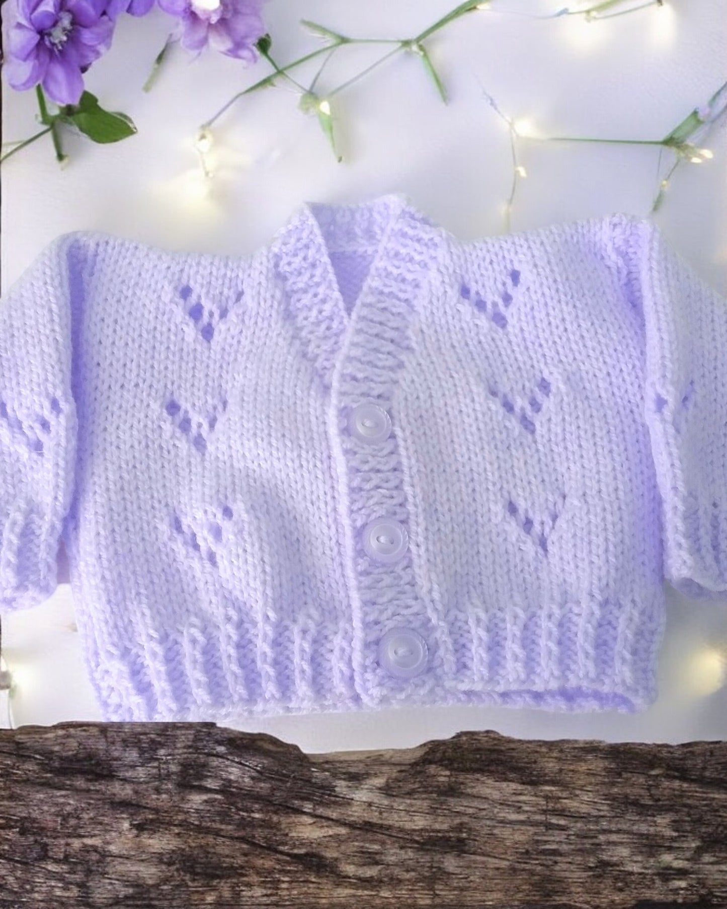 Adorable Knitted Baby Cardigan with traditional design and V neck - Perfect for Little Ones!