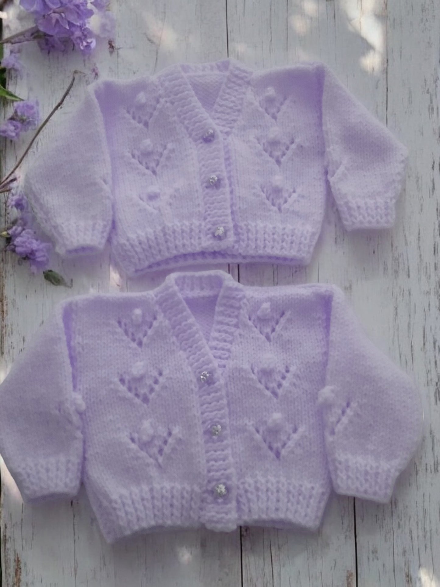 Gorgeous Hand-Knitted Unisex Baby Cardigan – Matching Hat, Booties & Mittens Available Separately