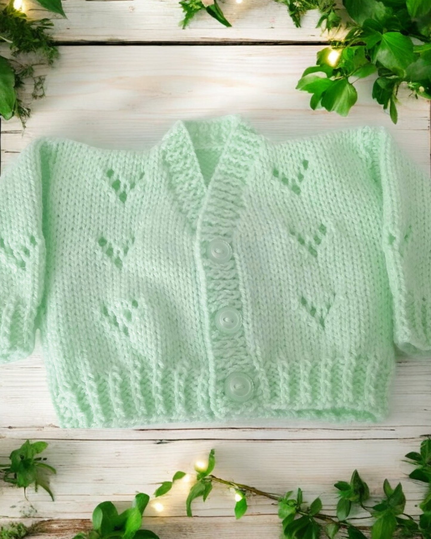 Adorable Knitted Baby Cardigan with traditional design and V neck - Perfect for Little Ones!