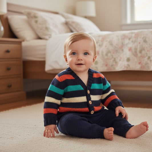 Bright and Bold Boys' Knitted V-Neck Cardigan – Colorful Design with Wooden Buttons