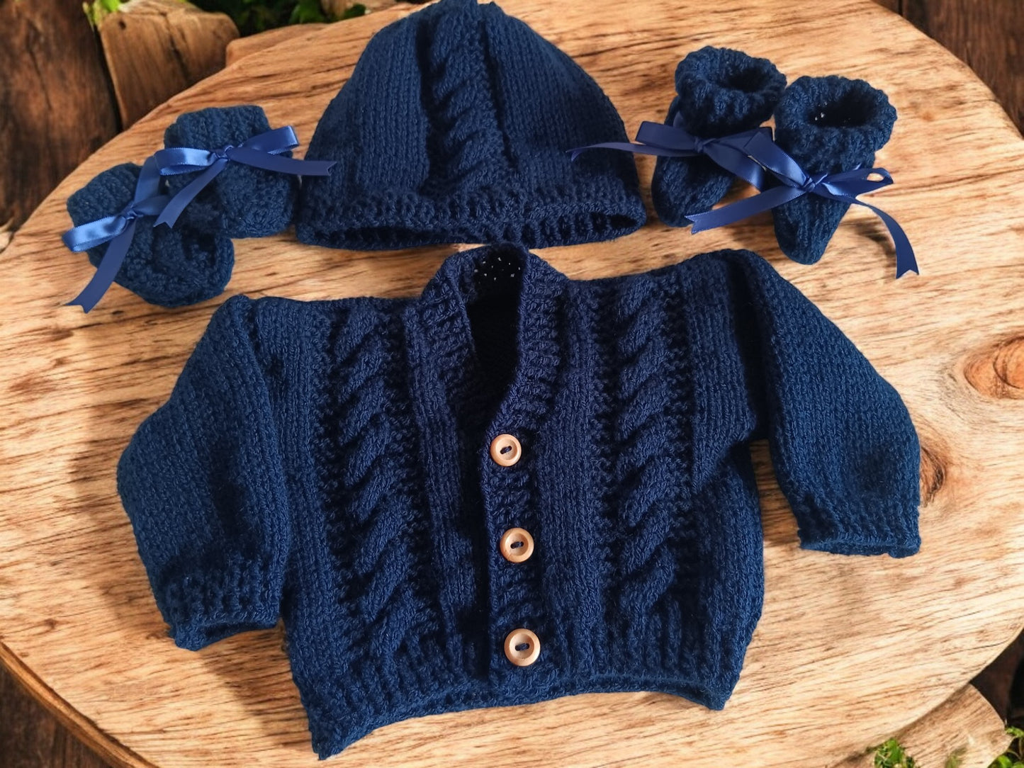 Hand knitted  Baby Cardigan with cable design